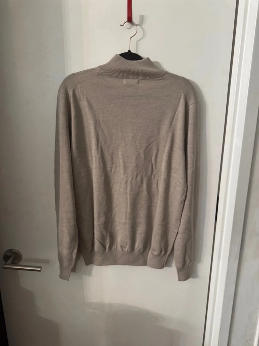 Collars & Co. Oatmeal Australian Merino Wool 1/4 Zip Sweater Size M NWT